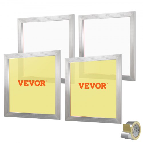 VEVOR Screen Printing Kit Silk Screen Printing Ram 20x20in 110 Count Mesh 4st