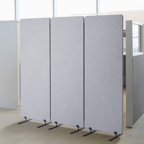 VEVOR 2FT Room Divider, 3 Panels PET Polyester Soundproof Room Screen, Folding Privacy Divider Portable Partition Divider for Room Separation, Freestanding Room Partitions for Office Study, Grey