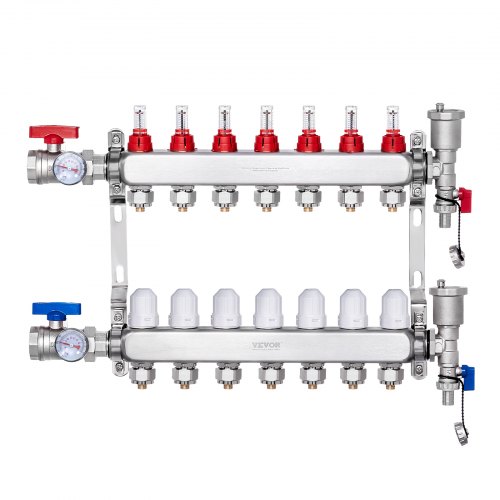 VEVOR 7-Branch Radiant Heat Manifold 1.27 cm PEX Tubing Floor Heating Manifold Set