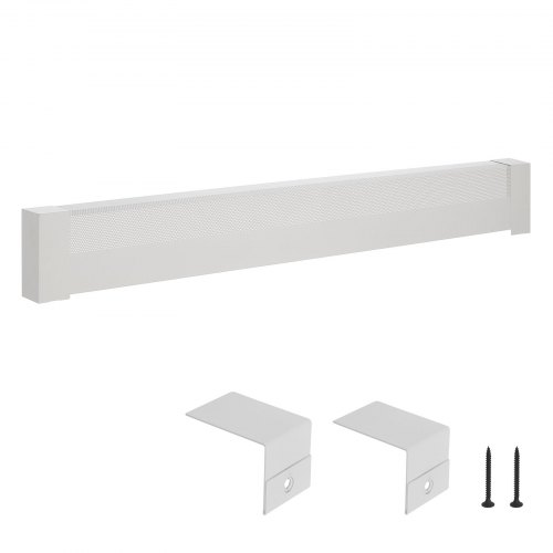 VEVOR Baseboard Heater Covers, Basic Series 1526 mm Standard Electric Heating Unit Front Cover for Home Improvement, Heavy-duty Steel, Easy Installation for Bedroom Replacing Old Cover, White