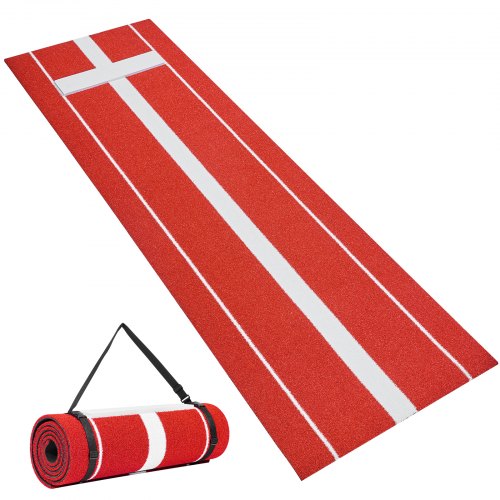 VEVOR Softball Pitching Mat, 305x92cm Baseball Pitching Gummihög, Antiblekningsgräs och Halkfri Skumbaksida Bärbart Träningshjälpmedel, Fastpitch Utrustning för Pitchers Inomhus Utomhusträning, Röd