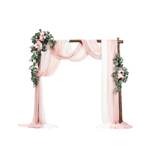 VEVOR Konstgjorda Bröllopsblommor Kit, Rosa Bröllopsblommor med Draperier Kit (5-pack) - 2 st blomsterarrangemang, 3 st transparenta draperier, för ceremonibuketter, mottagningsbakgrundsdekoration