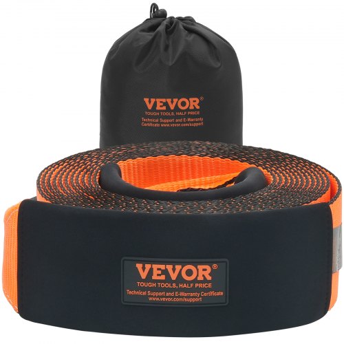VEVOR Recovery Drag Strap 4" x 30', 46 500 lbs Bredstyrka, Trippelförstärkta Loop Strap, Tree Saver, Off Road Bogsering och återhämtning, Extremt väderbeständighet, Skyddshylsor och förvaringsväska