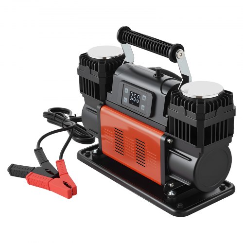 VEVOR Dubbelcylindrig Kraftig Luftkompressor, 300L/min Autostopp Bärbar Däckpump, 12V 150PSI Terrängluftpump med LCD Digital Display och Adaptrar för Lastbil Bil SUV 4x4 Fordon Husbil