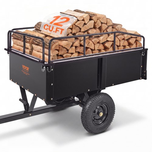 VEVOR Heavy Duty ATV Trailer Ståldumpvagn, 750-pund 15 kubikfot, Trädgårdsredskapsvagn med avtagbara sidor för åkgräsklippartraktor