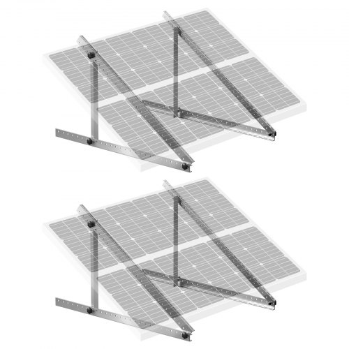 VEVOR 2 set monteringsfästen för solpaneler, 45 tum, 0 till 90° justerbara lutningsfästen, stöder 100-400W solpaneler, lätta aluminiumfästen med fällbara lutningsben för husbil, båt, off-grid