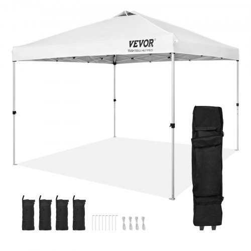 VEVOR Pop Up Canopy Partytält 304,8 x 304,8 cm med bärbar väska för Camping White