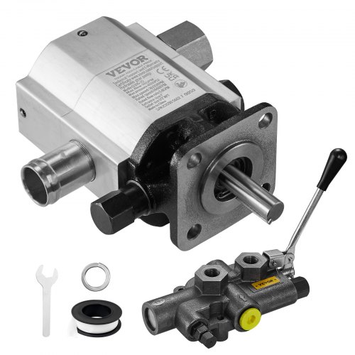 VEVOR hydraulisk vedklyvspumpsats, 60,6 l/min, 2-stegs 27,6 MPa hydraulisk kugghjulspump i aluminium, med ventil 2,54 cm inlopp 1,27 cm NPT-utlopp 3600 varv/min, för vedklyvar med liten motormontering