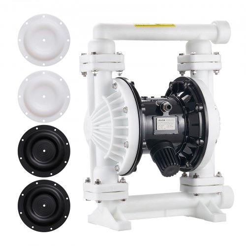 VEVOR luftdriven dubbelmembranpump, 95 l/min max, standard inlopps- och utloppsluft pneumatisk spilloljeöverföringspump, polypropylenhus, dubbla membran, för diesel, fett, fotogen, bensin