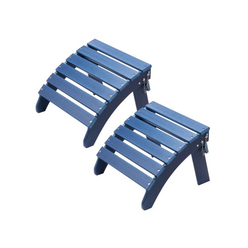 VEVOR Adirondack fotpall, set om 2, 46,8 cm, hopfällbar Adirondack fotpall i HDPE-plast, väderbeständig fotstöd för Adirondack-stol, används för utomhusveranda, pool, gräsmatta, bakgård, blå