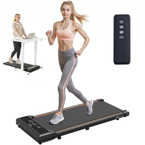 VEVOR Gångmatta, Löpband för under skrivbordet för hemmakontor, Fungerande gång- och joggingmaskin, Kapacitet 115 kg 2,5 hk Bärbar lättviktig gångmatta, med fjärrkontroll och LED-display