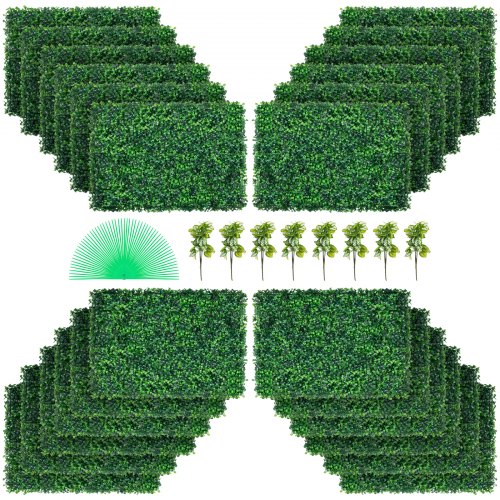 VEVOR Konstgjord Buxbom Panel 24" X 16" UV 24st Buxbom Häck Väggpaneler Konstgräs Bakgrundsvägg 4 cm Grön Gräsvägg, Konstgjord Häck för Dekoration Insynsskydd Staket Inomhus, Utomhus Trädgård Bakgård