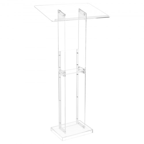 VEVOR Podiumstativ, 1265 mm akrylläsarpulpet, bärbart laptopbord med bred läsyta och förvaringshylla, bokstopp, golvstående, för klassrum, bröllop, konferens, föreläsning och konsert