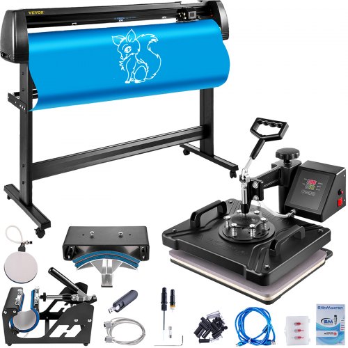 VEVOR 5-i-1 digital 15"x12" värmepress och 53" vinylskärare med Signmaster-programvara