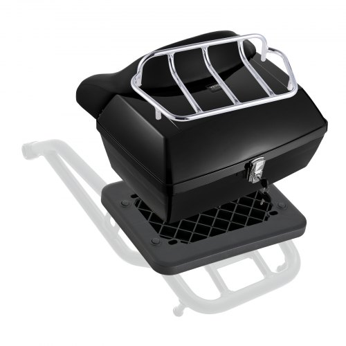 VEVOR Motorcykeltoppbox, Universell Hållbar PP-Material Motorcykel Bakbox med Reflekterande Panel, 48L Vattentät Avtagbar Motorcykeltoppbox med Flerhålsbas, Passar 99% av Motorcykelramar