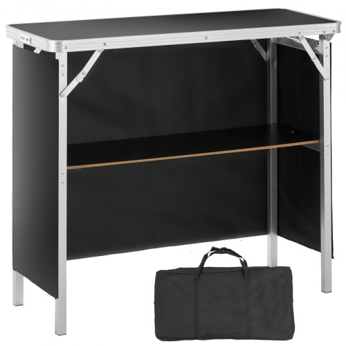 VEVOR Bärbart mässbord, 97,5 × 38,5 × 87 cm, Displaymonter Mässmonter med vägg, Hopfällbart reklambord för detaljhandeln, barbord, podium med förvaringsställ och bärväska