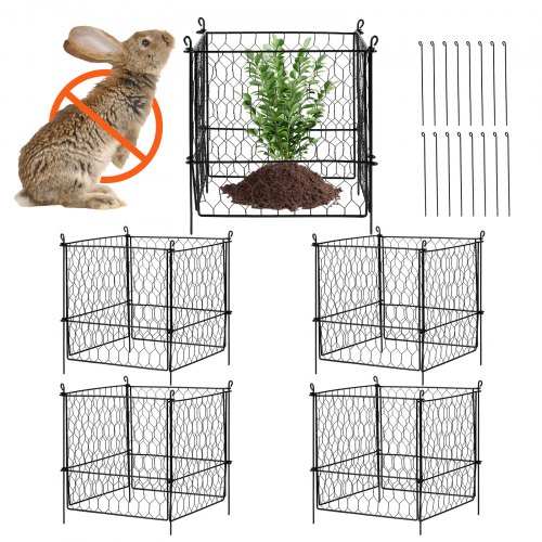 VEVOR 4-pack växtskydd mot djur, 33 x 33 cm växtskydd av hönsnät, växtburar för utomhusväxter, blommor och grönsaker, håller kaninkycklingar och ekorrar borta, 16 st metallnät