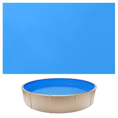 VEVOR 350,5 cm poolfoder, rund överlappande poolfoder för 90 cm vägghöjd, premiumvinyl, enkel installation med läckagesäkra lappar, designad för stålväggar ovan mark, utomhus, blå