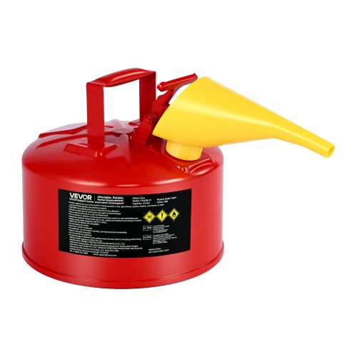 VEVOR säkerhetsgasdunk, 9,5 l typ I röd säkerhetsdunk för bensin med flamspärr i rostfritt stål, självstängande lock och PE-tratt, brandfarlig förvaringsbehållare i kolstål med ergonomiskt handtag