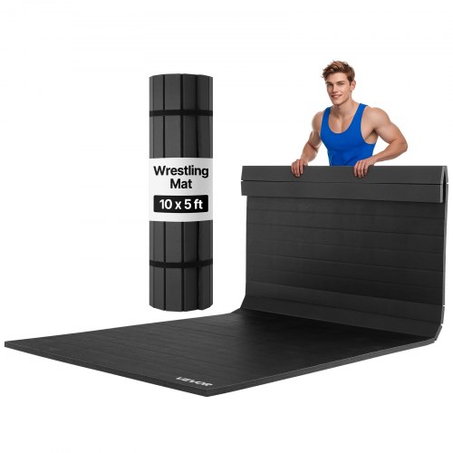 VEVOR 3x1,5m brottningsmatta, tjock kampsportsmatta för hemmagym, vattentäta PVC-rullmattor för gymnastik, tatami, jiu jitsu, bjj, mma, judo, boxning, svart