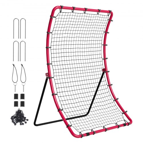 VEVOR baseboll- och softbollsreboundernät, 4 x 5,5 fot PitchBack basebollpitchingnät, Pitch Return Trainer-reboundernät med pitchingmål, reboundernät för alla vinklar för grounders pop flugor