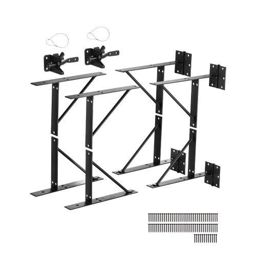 VEVOR grindhörnfäste, 2 set, grindramsfäste med lås, grindramsfäste med lås, skruvar, för skjulportar, inhägnader, uppfarter, stallgrindar, järn, svart