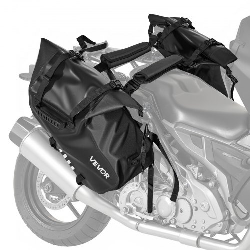 VEVOR Motorcykelsadelväskor, 28 L (14 L x 2) Stora Sidosadelväskor Kompatibla med de flesta motorcyklar, Vattentät Utomhussport Motorcykel Bagageförvaring Axelväska med Bottenrem, Svart