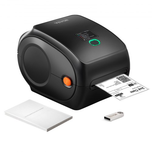 VEVOR termisk etikettskrivare, 300 DPI för 4x6-postpaket, trådlös Bluetooth och automatisk etikettigenkänning, stöd för Windows/MacOS/Linux/Android/IOS, kompatibel med Amazon, eBay, Etsy, etc.
