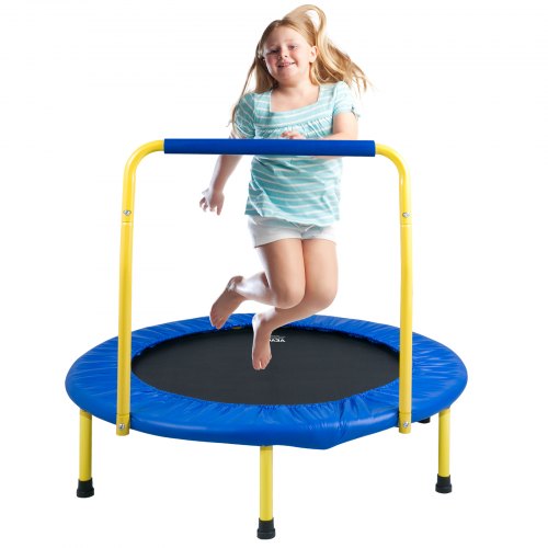 VEVOR 91,4 cm studsmatta för barn, 91,4 cm studsmatta för inomhus-/utomhusbruk, hopfällbar mini-babystudsmatta med skumhandtag, rekreationsstudsmatta, födelsedagspresent för barn från 3 år