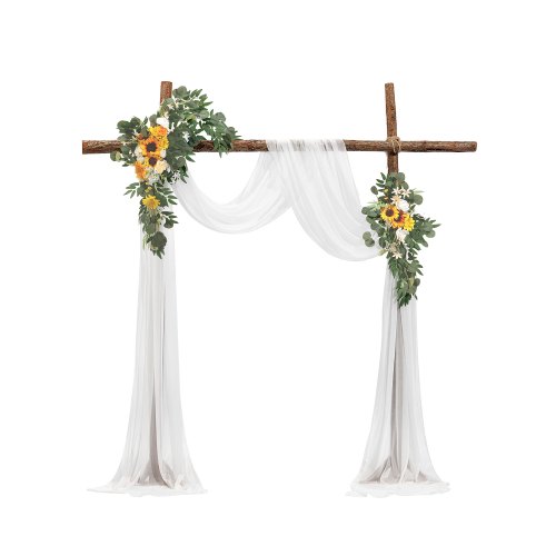 VEVOR Konstgjorda Bröllopsblommor Kit, Gula Bröllopsblommor med Draperier Kit (3-pack) - 2 st blomsterarrangemang, 1 st transparenta draperier, för ceremonibuketter, mottagningsbakgrundsdekoration