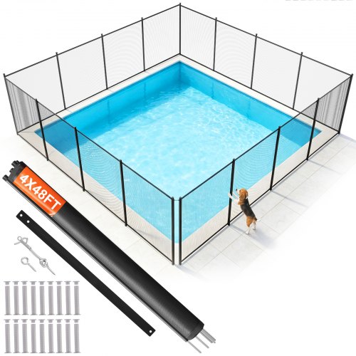 VEVOR Poolstaket 4 x 48 FT Löstagbart poolstaket för Ingroundpooler utomhus