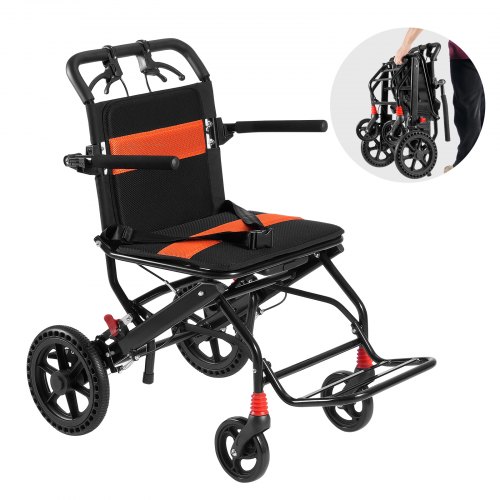 VEVOR Rullstol Aluminiumlegering Transportstol Hopfällbar 45,7 cm B Sits 99,8 kg