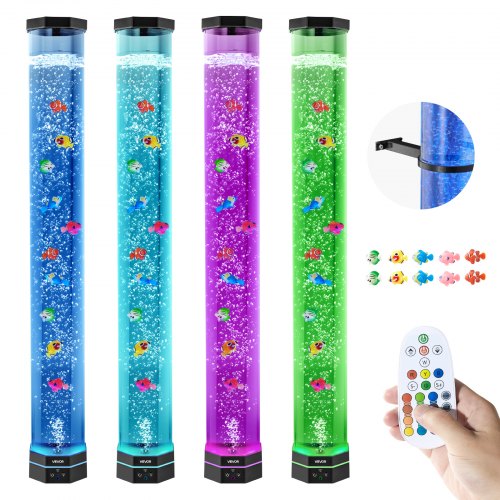 VEVOR Bubbelrörslampa 16 Färger 1 m Sensorisk Akvarielampa för Lindring och Lugnande