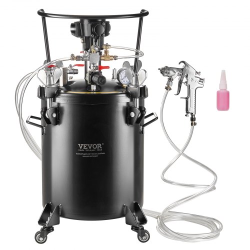 VEVOR sprayfärgstryckbehållare, 30 l/7,5 gal helautomatisk omrörningstryckbehållare, 70 psi justerbart tryck, tryckbehållare för färg med sprutpistol och slangar, för heminredning, industrimålning