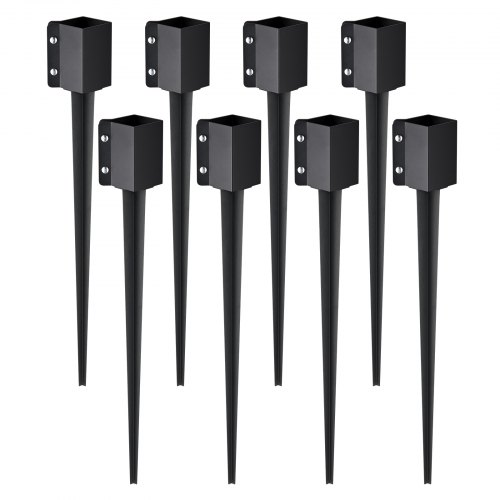 VEVOR Staketstolpankare, 8-pack 36 x 4 x 4 tum ytterdiameter (innerdiameter 3,5 x 3,5 tum), metall svart pulverlackerad stolpstång, för brevlådetrappor, trädgårdsräcke