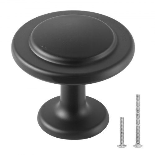 VEVOR Skåpknoppar, 30-pack, 31 mm svarta zinklegeringshandtag, svampformade köksknoppar, byråhandtag, skåpbeslag med skruvar för badrumsskåp, lådor