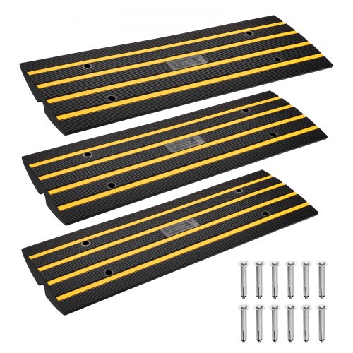 VEVOR Ramp för uppfart i gummi, 3-pack, 2,6" höjd, 15T tröskelramp