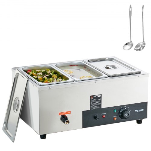 VEVOR Kommersiell Elektrisk Matvärmare Bänkbuffé 3*8 Qt Pan Bain Marie