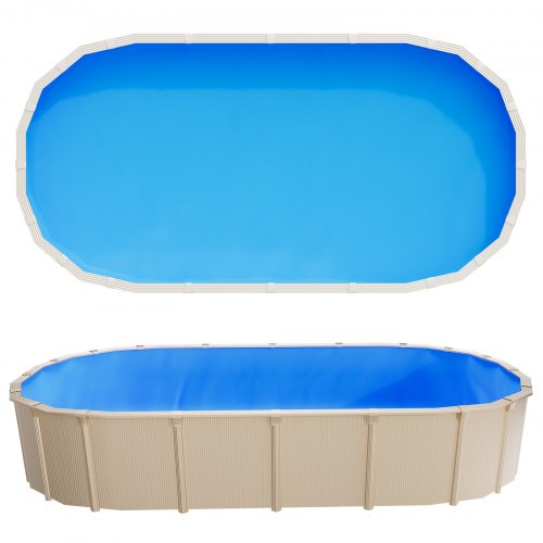 VEVOR Oval Poolfoder, 375 x 732 cm UniBead Poolfoder för 120 cm vägghöjd, Premium Vinyl, Enkel installation med läckagesäkra lappar, Utformad för stålväggar ovan mark, Utomhus, Blå