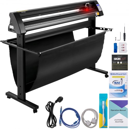 VEVOR vinylskärare, 1350 mm vinylplotter, LED-skärmplotter, halvautomatisk inbyggd optisk skärare, kompatibel med SignCut-programvara för Mac- och Windows-system med stativ