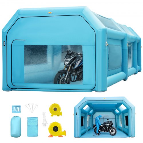VEVOR bärbar uppblåsbar lackbox, 20x10x8,2 fot uppblåsbar sprutbox, billackstält med luftfiltersystem och 2 blåsare, uppgraderat blow-up-spraybox-tält, billackarbetsstation, motorcykelgarage