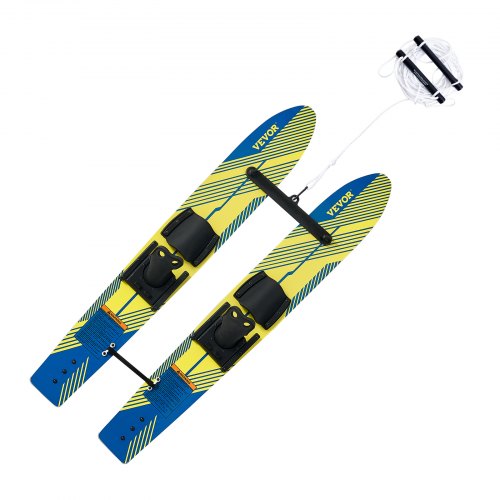 VEVOR Vattenskidor 116,8 cm / 46 tum, Vattenskidtränare med X-7 justerbara bindningar, dubbelhandtagsrep och avtagbar stabiliseringsstång, Träningsvattenskidkombination för ungdomar upp till 136 kg