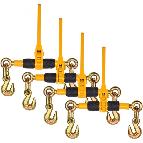 VEVOR Spärrkedjebindare, 1/4"-5/16", 2600 lbs säker arbetsbelastning, 4-pack lastbindare med 2 gripkrokar, surrningsfästen för transportkedja, kraftiga dragkedjebindare för plattbäddssläp