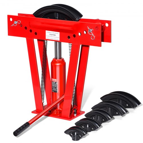 VEVOR hydraulisk rörbockare, 12 tons manuell kopparrörsbockningsmaskin för avgasrör med 6 matriser (1/2" - 2") och 90 - 180° justerbara rullar, kraftig rörbockare för rörledningsräckekonstruktion