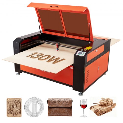 VEVOR 130W CO2-lasergravör, 1400 x 900 mm, CO2-lasergravörskärmaskin med vattenkylare, 2-vägs luftassistans, 1200 mm/s hastighet, autofokusgraveringsskärmaskin, för trä akrylglas