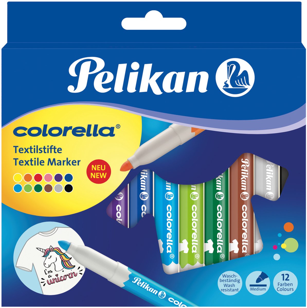 10 x Pelikan Textilmaler C/TS Colorella 2-4mm VE=12 Farben