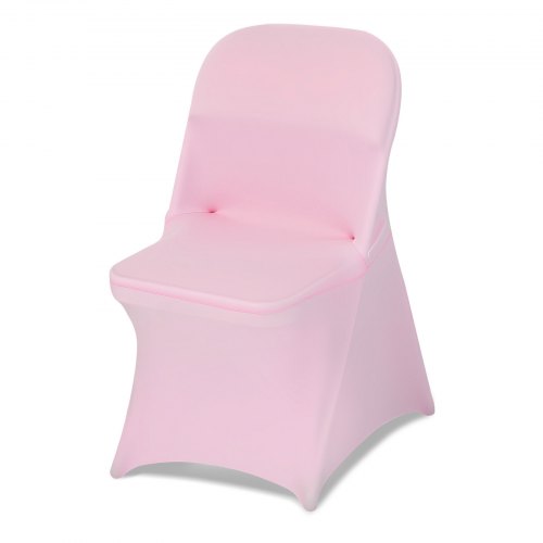 VEVOR 50 st. rosa stolsöverdrag, polyester spandex stolsöverdrag, stretchöverdrag för bröllopsfest middag bankett platt front stolsöverdrag, passar stolsmått upp till 17,72 x 18,11 x 30,31 tum