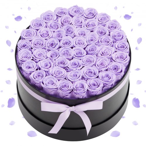 VEVOR Forever Flowers, 50 konserverade rosor i en låda, eviga blommor odödlig bukett födelsedagspresent för kvinnor hennes fru mödrar, årsdag, alla hjärtans dag, jul, lavendel lila