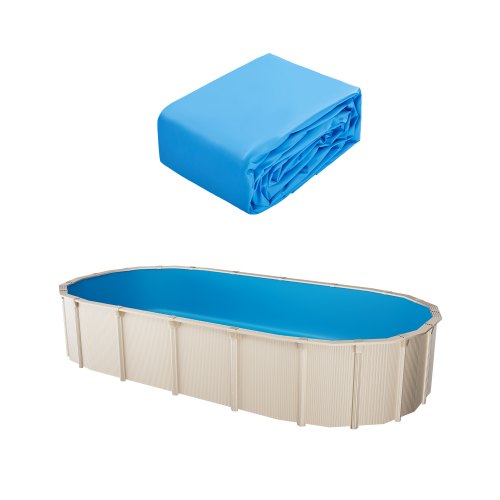 VEVOR Oval Poolfoder, 24 x 12,3 fot, Poolfoder, Standard Tjocklek, Slitstark Vinylfoder, Överlappande Stil, Poolfoder Ersättning för 52 tums Vägghöjd ovan markpool, Enfärgad