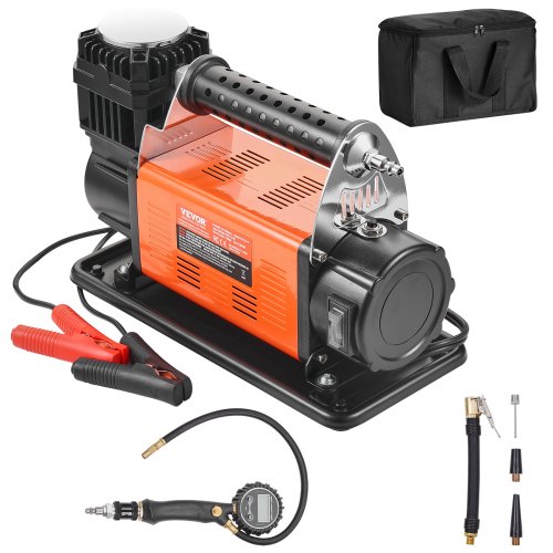 VEVOR 12V Kraftig Luftkompressor - med Digital Tryckmätare Däckpumpningssats, 7.06 CFM Bärbar Däckpump, 150PSI Terrängluftpump med Adaptrar för Lastbilar Bil SUV 4x4 Fordon Husbil